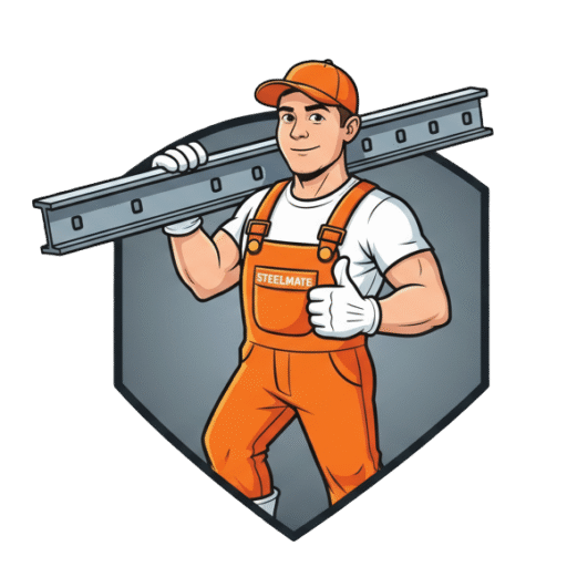 Steelmate mascot, a steelworker in orange overalls
